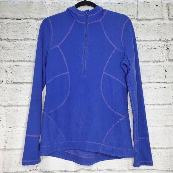 Zella Jackets & Blazers - Zella ribbed half zip hooded jacket blue size medium